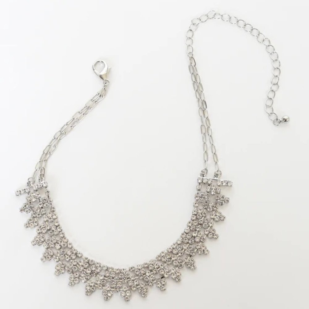 Luxe Silver Rhinestone Statement Choker Necklace